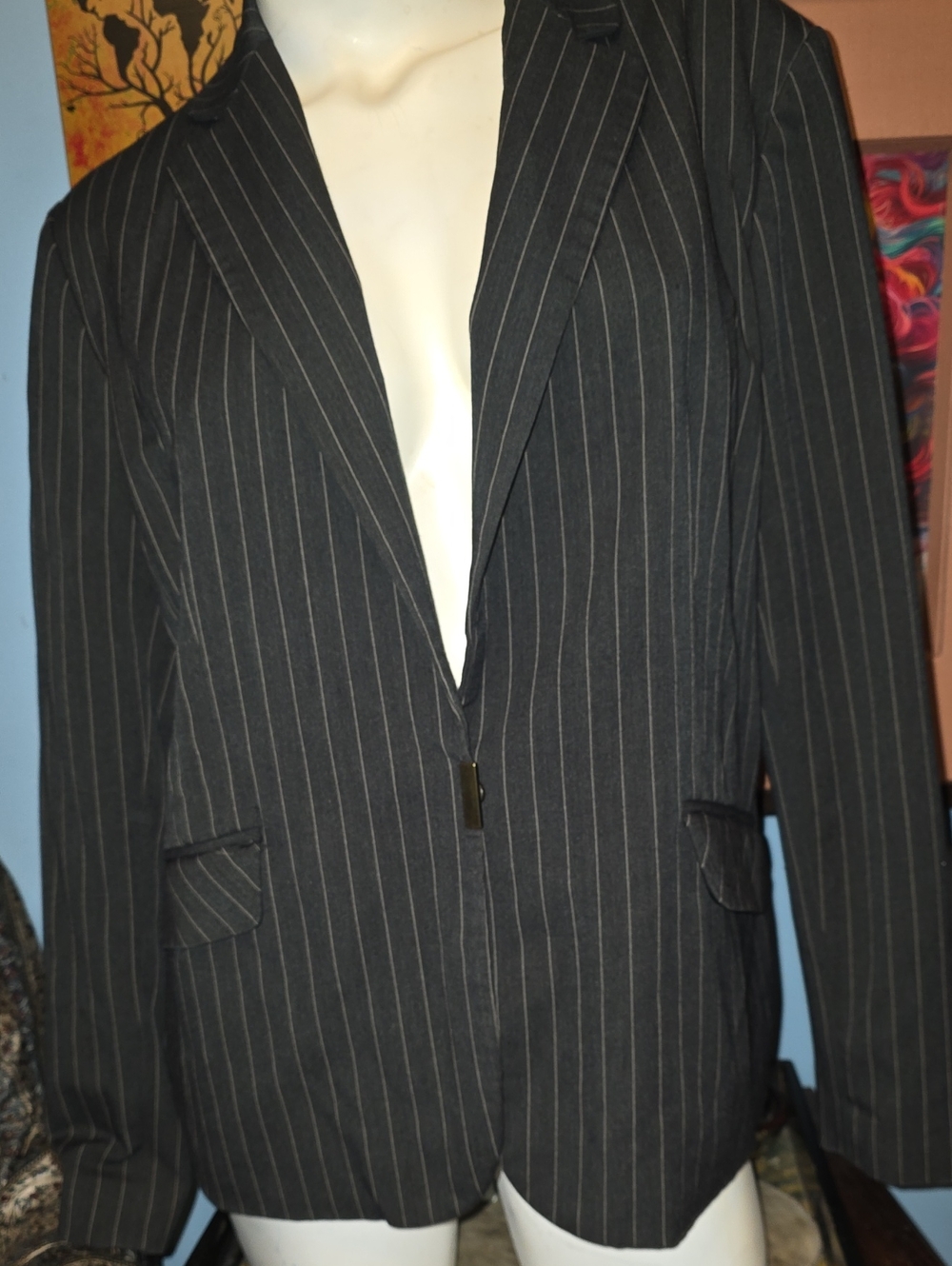 Apostrophe Women's Charcoal Pinstripe Blazer